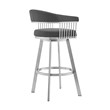 Armen Living Naomi and Chelsea 3-Piece Stainless Steel Dining Set in Gray/Silver