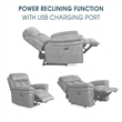 Armen Living Leather Power Headrest Lumbar Support Recliner Chair in Brown