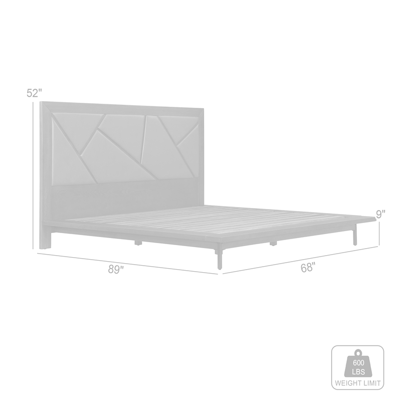 Armen Living Marquis Wood Queen Platform Bed with Headboard in Oak/Gray