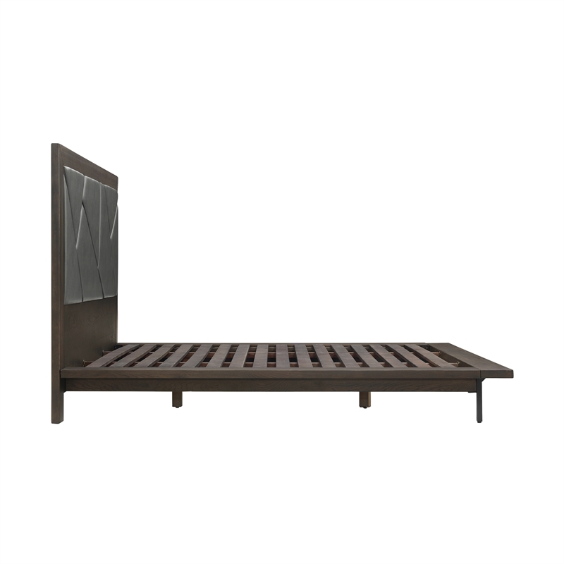 Armen Living Marquis Wood Queen Platform Bed with Headboard in Oak/Gray