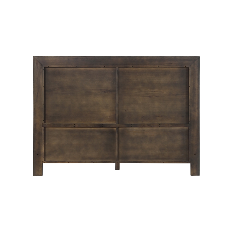 Armen Living Marquis Wood Queen Platform Bed with Headboard in Oak/Gray