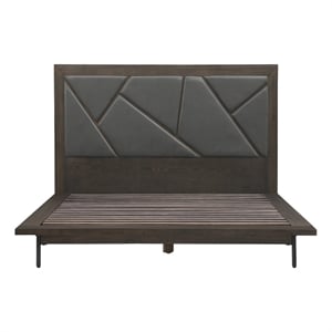 Armen Living Marquis Wood Queen Platform Bed with Headboard in Oak/Gray