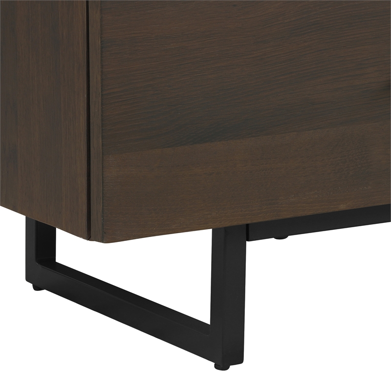 Armen Living Marquis 6-Drawer Oak Wood Dresser with Black Metal Legs in Gray
