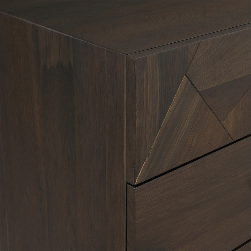 Armen Living Marquis 6-Drawer Oak Wood Dresser with Black Metal Legs in Gray