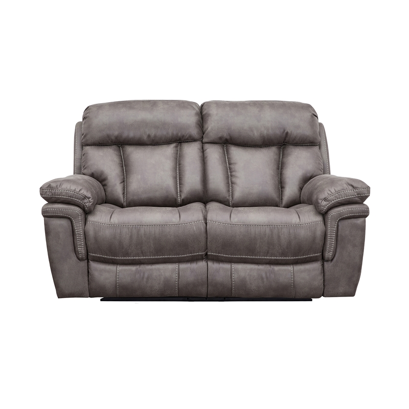 Armen Living Estelle Fabric Power Reclining Loveseat in Gunmetal