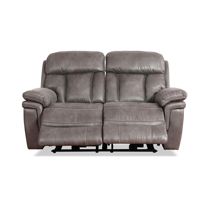 Armen Living Estelle Fabric Power Reclining Loveseat in Gunmetal