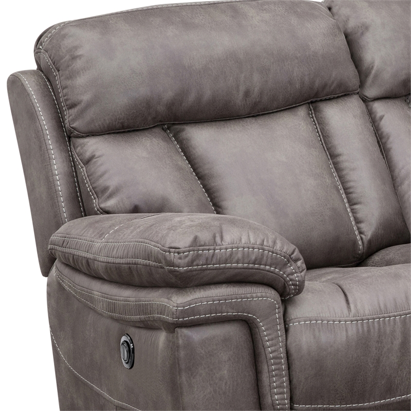Armen Living Estelle Fabric Power Reclining Loveseat in Gunmetal