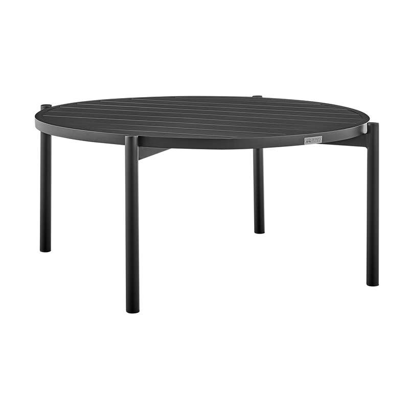 Armen Living Royal 3PC Outdoor Aluminum/Fabric Patio Swivel Set in Black/Gray