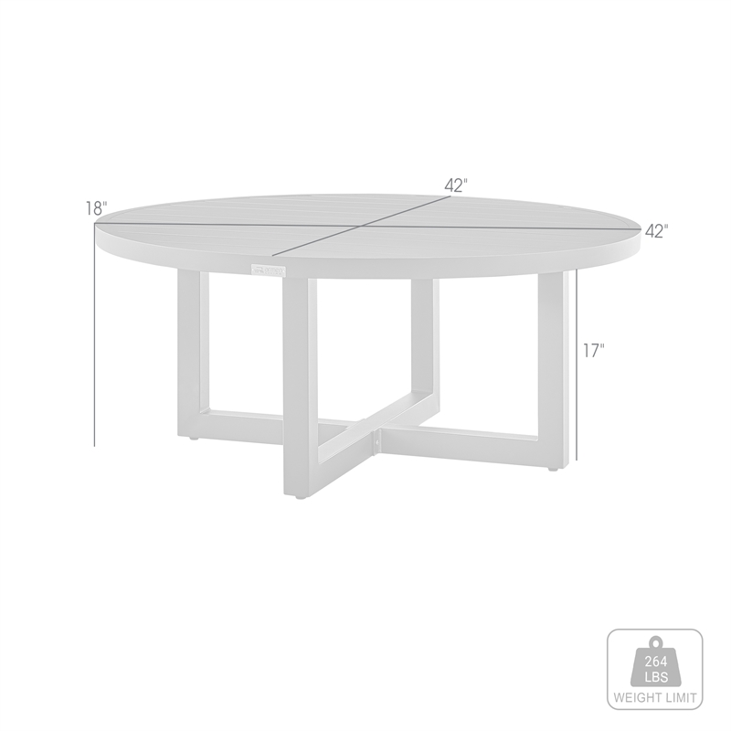 Armen Living Argiope Round Modern Aluminum Outdoor Patio Coffee Table in Black