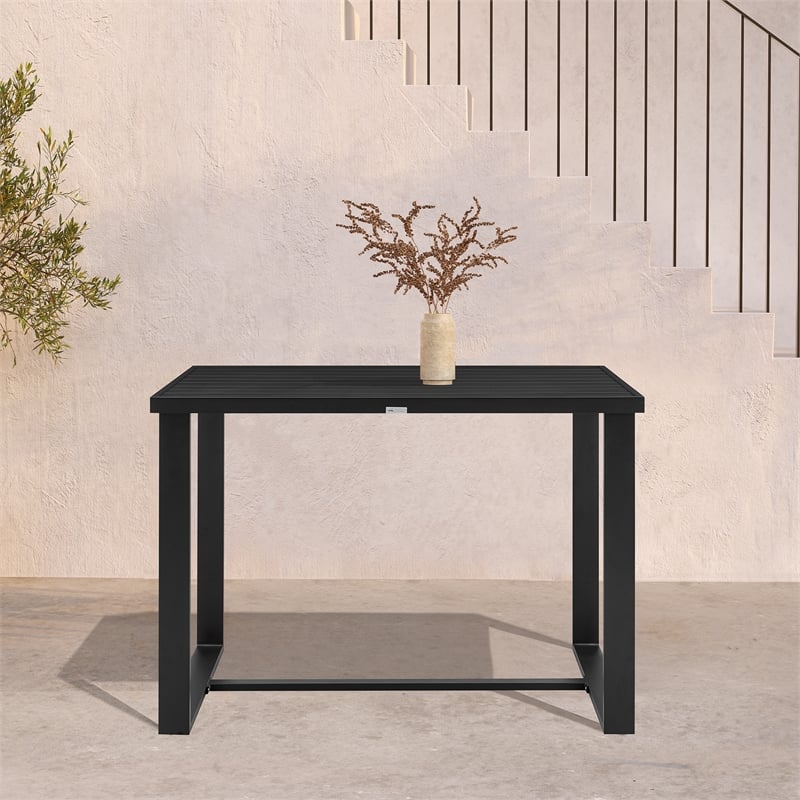 Armen Living Felicia Aluminum Outdoor Patio Counter Height Dining Table in Black