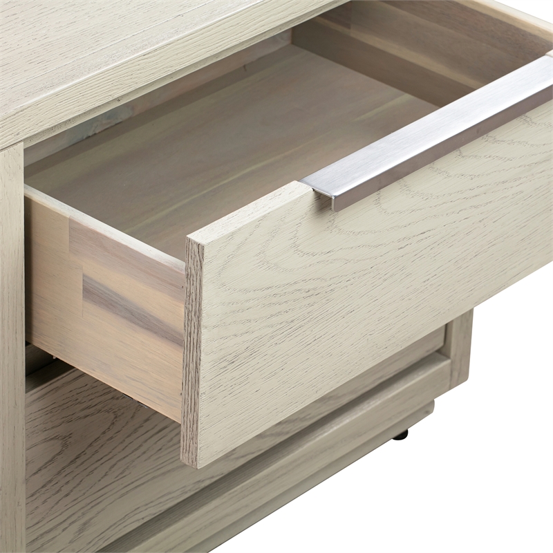 Armen Living Abbey Queen 4-Piece Modern Wood Bedroom Set in Gray Oak