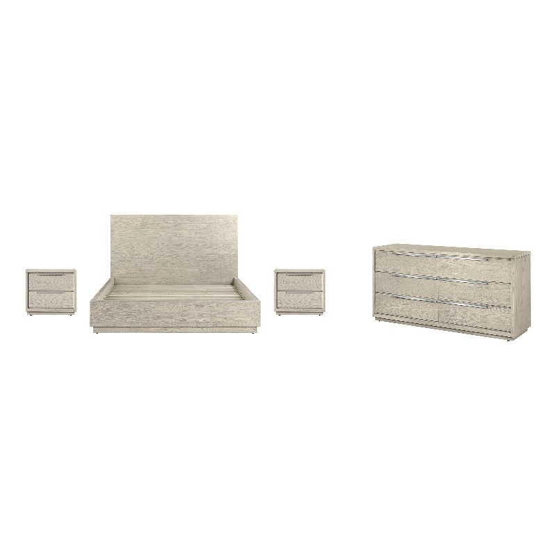 Armen Living Abbey Queen 4-Piece Modern Wood Bedroom Set in Gray Oak
