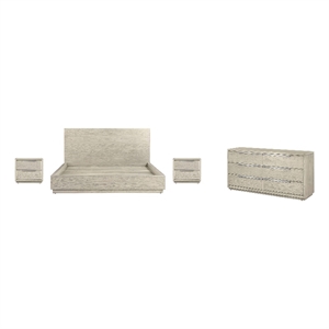 Armen Living Abbey King 4-Piece Modern Wood Bedroom Set in Gray Oak