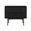 Armen Living Carnaby 2-Drawer Wood Nightstand in Black Brushed Oak and Bronze