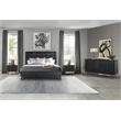 Armen Living Carnaby 2-Drawer Wood Nightstand in Black Brushed Oak and Bronze