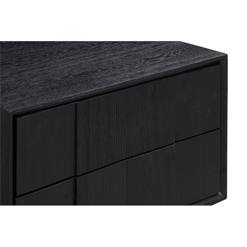 Armen Living Carnaby 2-Drawer Wood Nightstand in Black Brushed Oak and Bronze