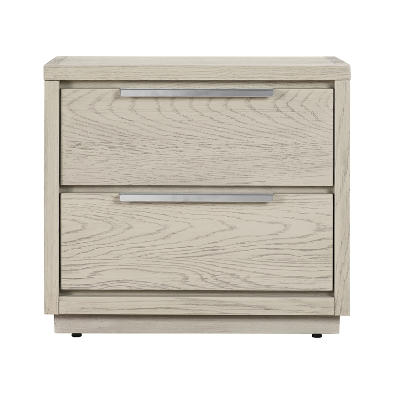 Armen Living Abbey 2-Drawer Modern Wood Nightstand in Gray Oak