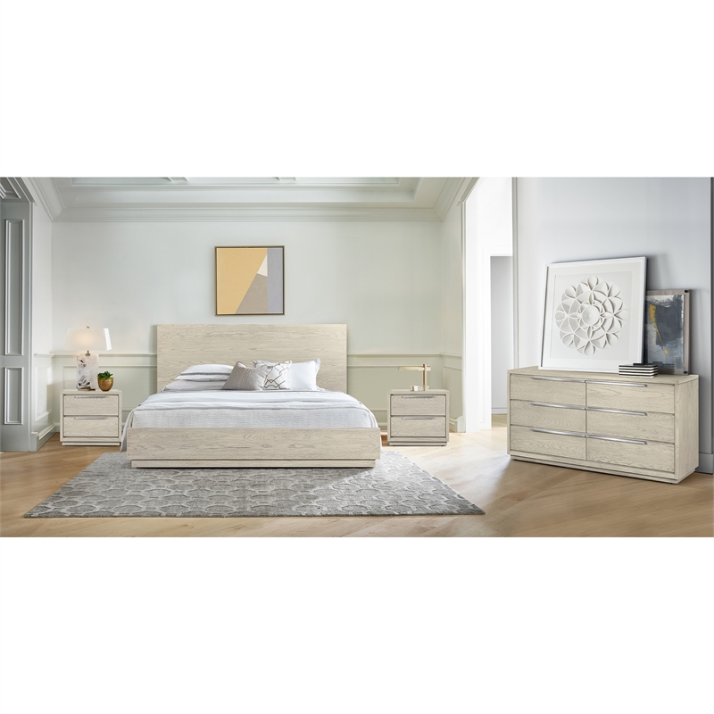 Armen Living Abbey 2-Drawer Modern Wood Nightstand in Gray Oak