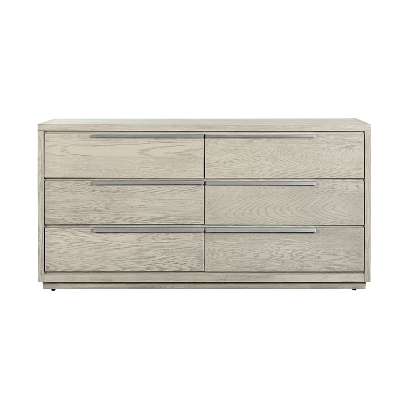 Armen Living Abbey 6-Drawer Modern Wood Double Dresser in Gray Oak
