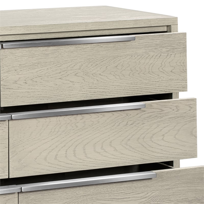 Armen Living Abbey 6-Drawer Modern Wood Double Dresser in Gray Oak