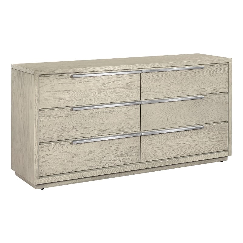 Armen Living Abbey 6-Drawer Modern Wood Double Dresser in Gray Oak