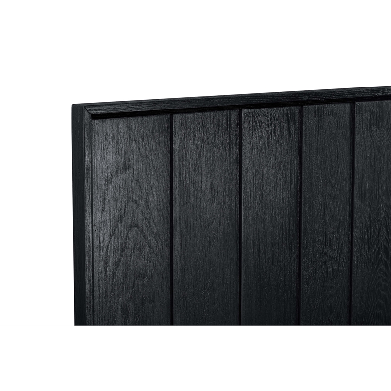 Armen Living Carnaby Wood Queen Platform Bed Frame in Black Brushed Oak Wood