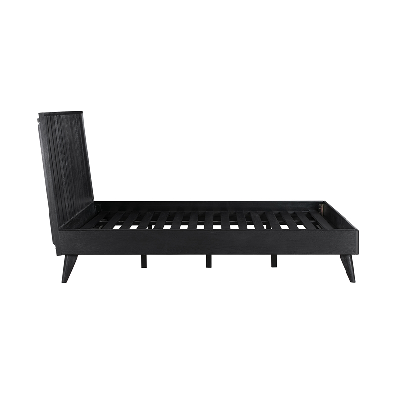 Armen Living Carnaby Wood King Platform Bed Frame in Black Brushed Oak