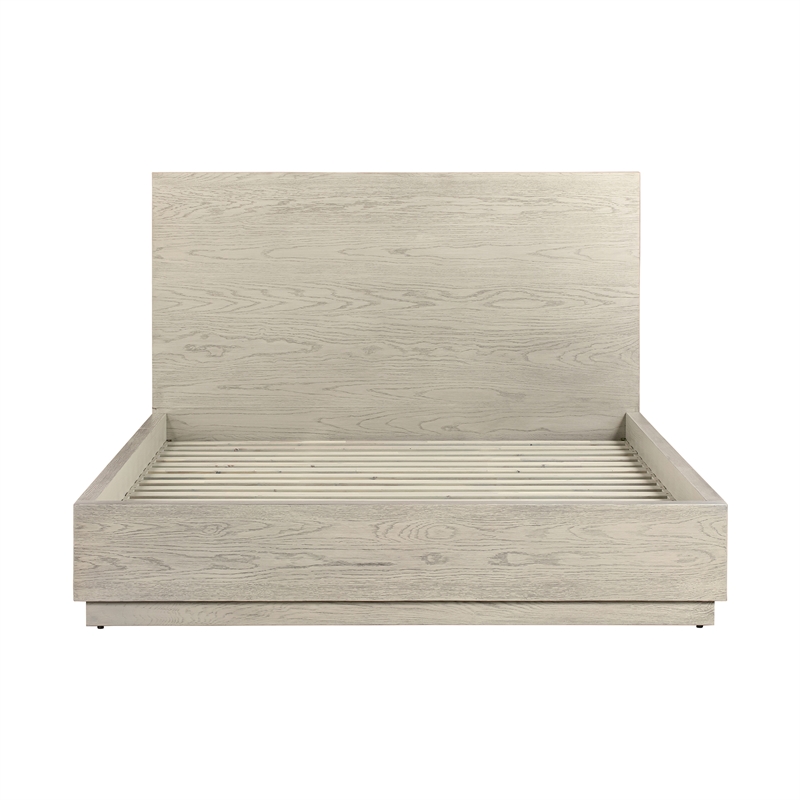 Armen Living Abbey 3-Piece Queen Modern Wood Bed & Two Nightstands in Gray Oak