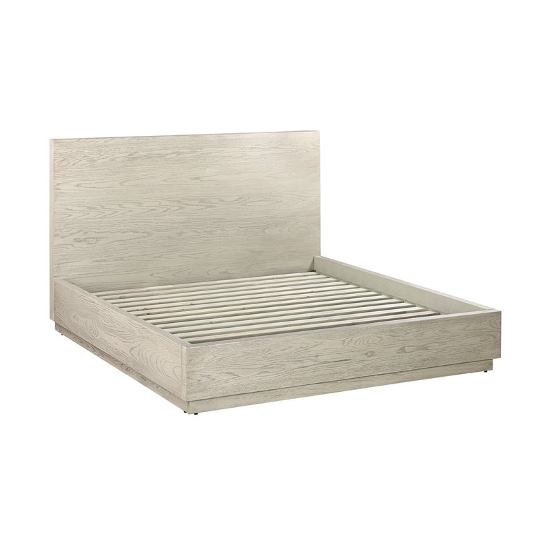 Armen Living Abbey 3-Piece Queen Modern Wood Bed & Two Nightstands in Gray Oak