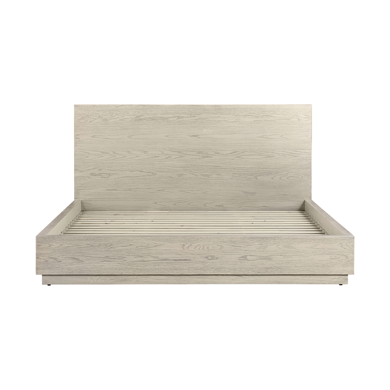 Armen Living Abbey 3-Piece King Modern Wood Bed & Two Nightstands in Gray Oak