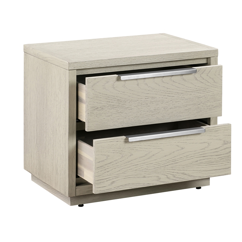 Armen Living Abbey 3-Piece King Modern Wood Bed & Two Nightstands in Gray Oak