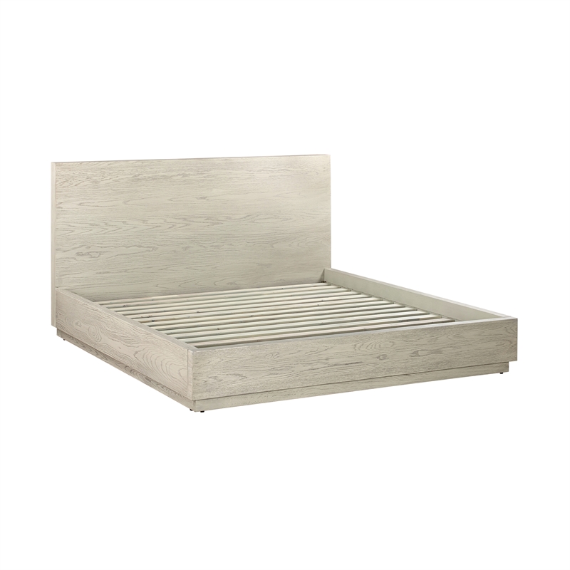 Armen Living Abbey 3-Piece King Modern Wood Bed & Two Nightstands in Gray Oak