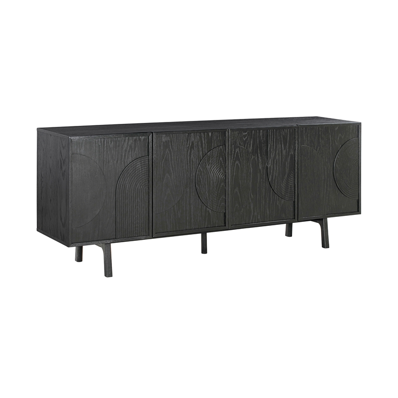 Armen Living Holland 4-Door Wood Sideboard Buffet in Black Brushed Oak