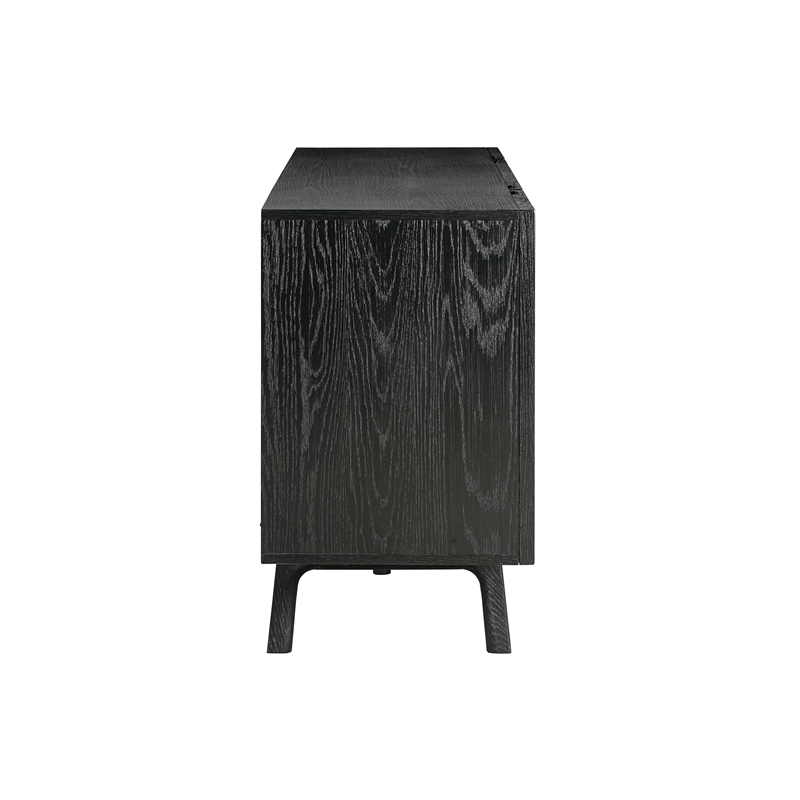 Armen Living Holland 4-Door Wood Sideboard Buffet in Black Brushed Oak