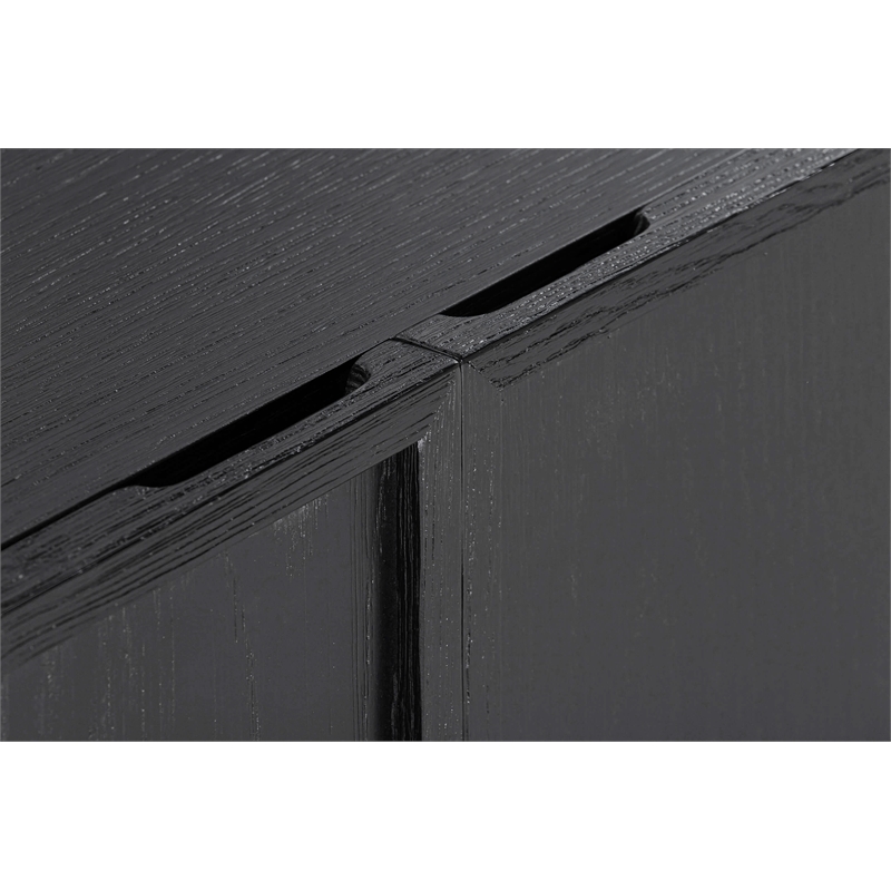 Armen Living Holland 4-Door Wood Sideboard Buffet in Black Brushed Oak