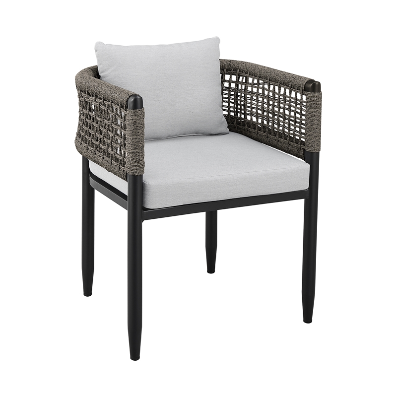 Armen Living Felicia 5-Piece Aluminum Outdoor Dining Table Set in Black/Gray