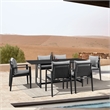 Armen Living Grand 7-Piece Wicker / Rattan Outdoor Dining Table Set in Black