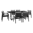 Armen Living Grand 7-Piece Wicker / Rattan Outdoor Dining Table Set in Black