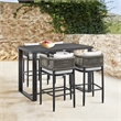 Armen Living Felicia 5-Piece Modern Aluminum Patio Bar Table Set in Black/Gray