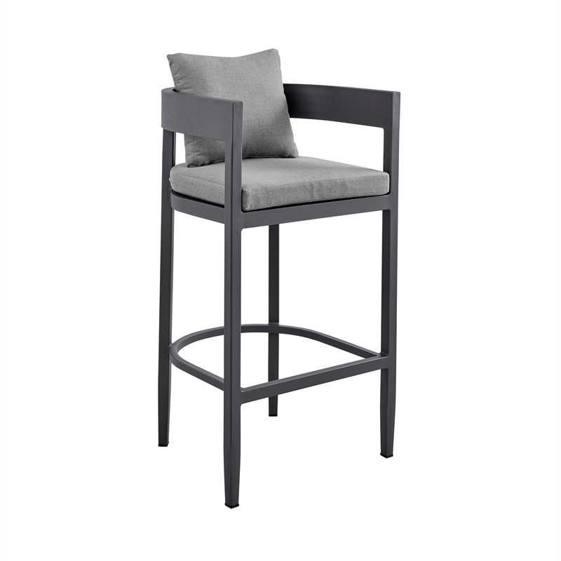 Armen Living Argiope 5-Piece Aluminum Patio Bar Table Set in Black/Gray