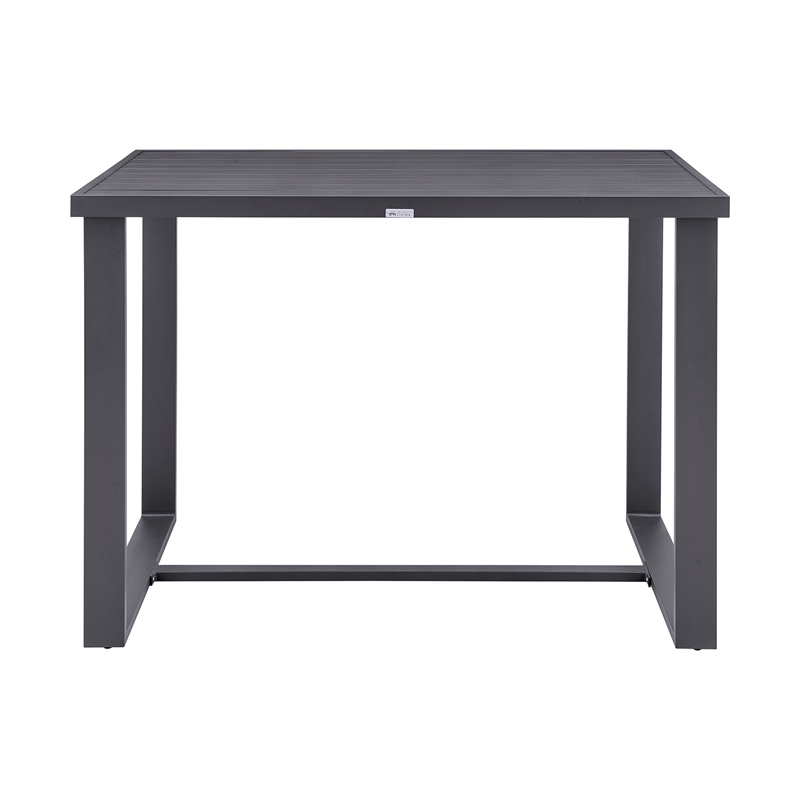 Armen Living Argiope 5-Piece Aluminum Patio Bar Table Set in Black/Gray
