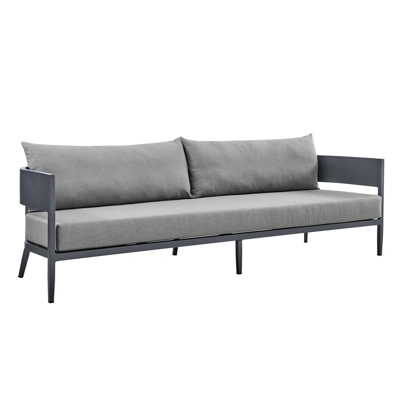Armen Living Argiope 4-Piece Aluminum Outdoor Conversation Set in Dark Gray