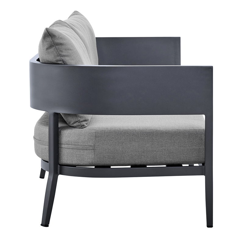 Armen Living Argiope 4-Piece Aluminum Outdoor Conversation Set in Dark Gray