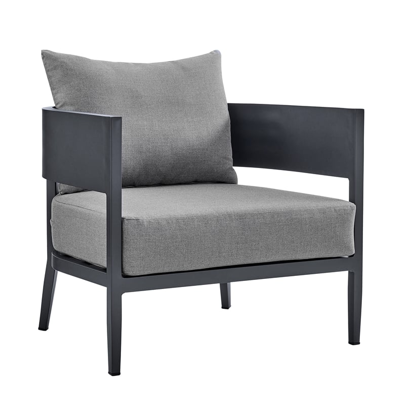 Armen Living Argiope 4-Piece Aluminum Outdoor Conversation Set in Dark Gray