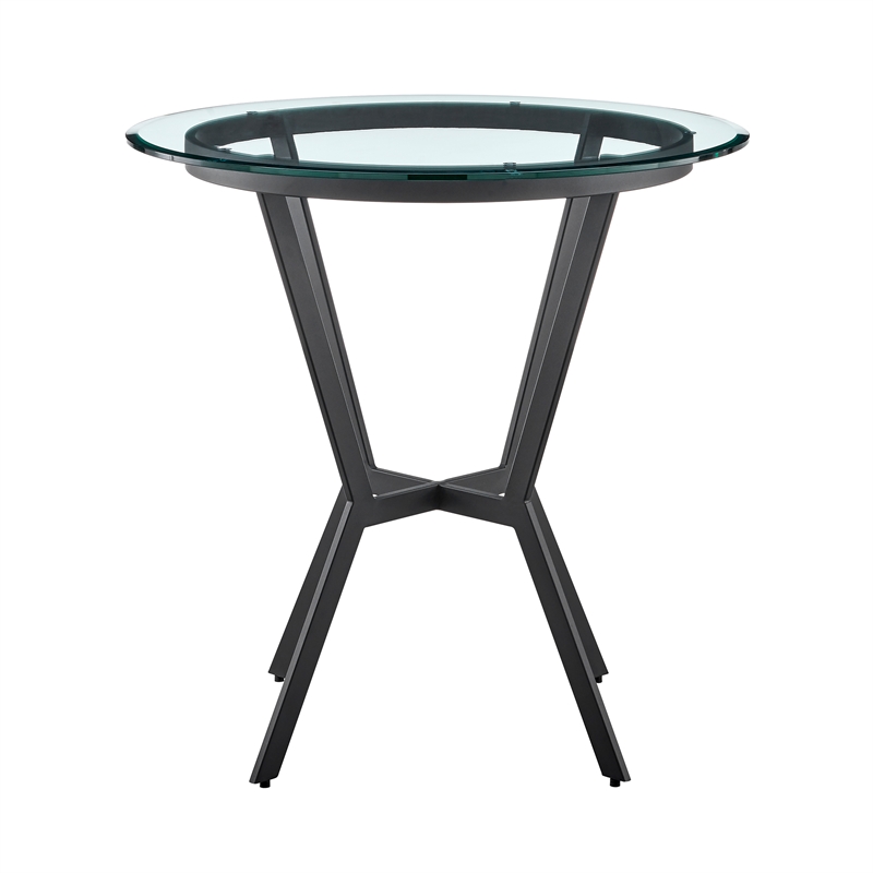 Armen Living Naomi and Lorin 3-Piece Metal Counter Dining Set in Black/Gray