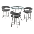 Armen Living Naomi and Lorin 4PC Stainless Steel Counter Dining Set in Silver