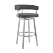 Armen Living Naomi and Lorin 3PC Stainless Steel Counter Dining Set in Silver