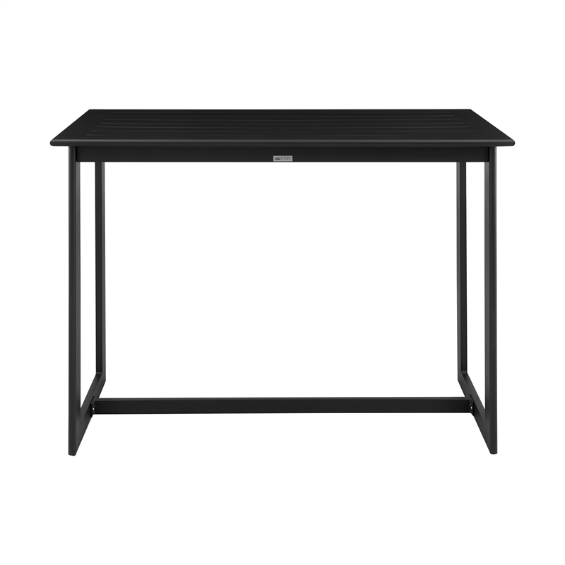 Armen Living Wiglaf 5-Piece Aluminum Patio Bar Table Set in Black/Gray