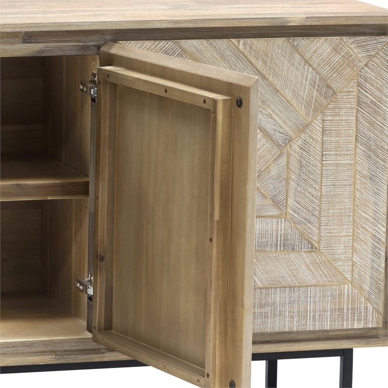 Armen Living Peridot Modern Acacia Wood Sideboard Buffet in Natural/Black