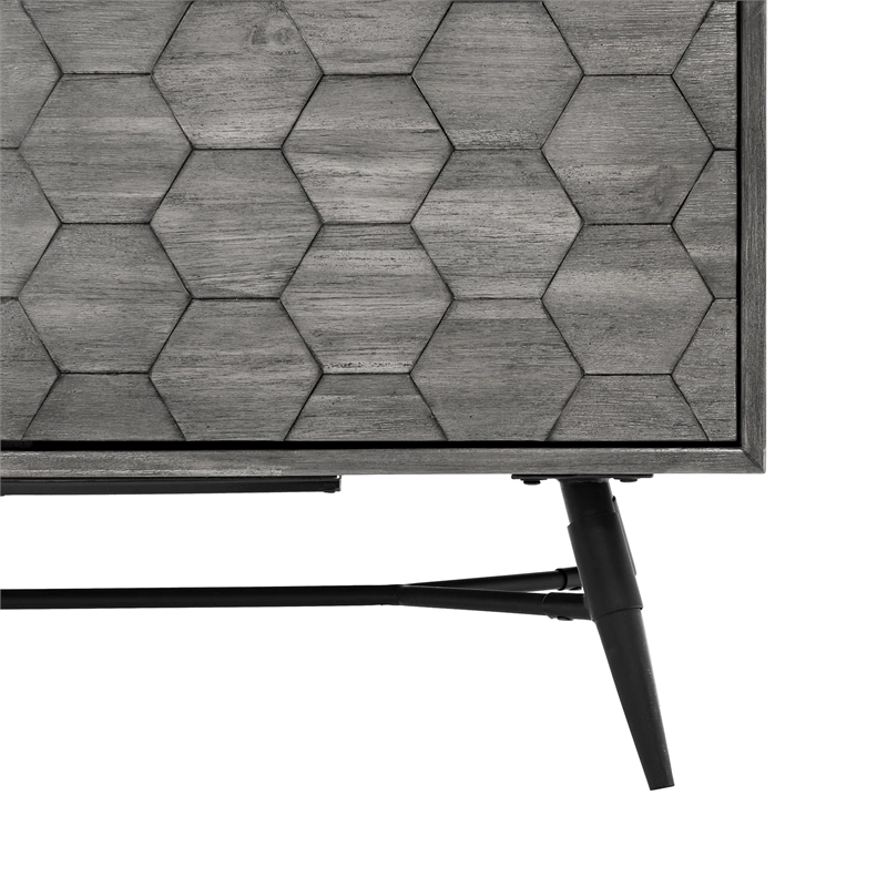 Armen Living Makena Modern Acacia Wood Sideboard Buffet in Gray/Black